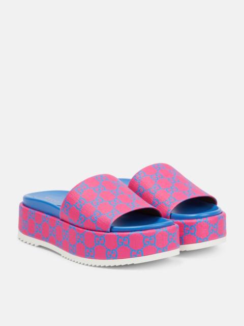 GUCCI logo-print platform slide sandals