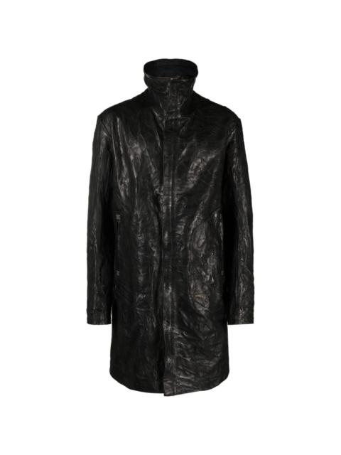 leather wrinkled-effect jacket