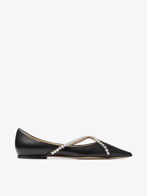 Genevi Flat
Black Nappa Leather Pointed-Toe Flats with Crystal Chain