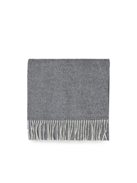 Lanvin herringbone fringe-trim scarf