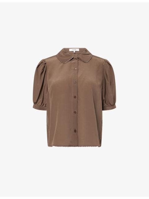 FRAME The Prim Scalloped-Edge Silk Blouse