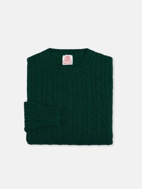 J. PRESS MADE-IN-SCOTLAND DARK GREEN CASHMERE CABLEKNIT SWEATER