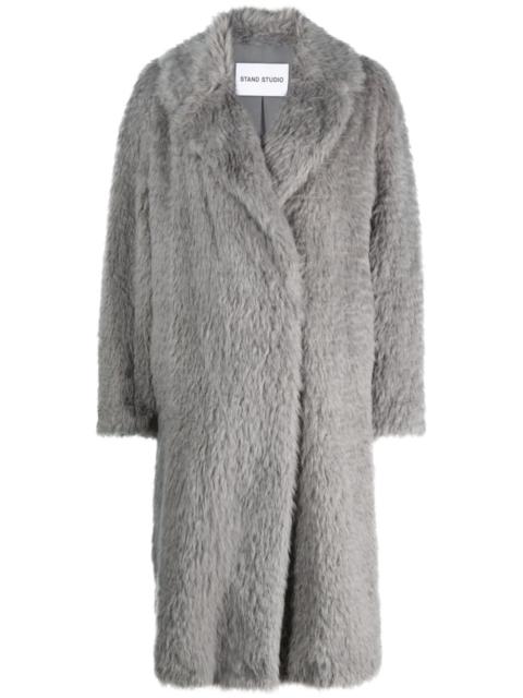 long faux-fur coat