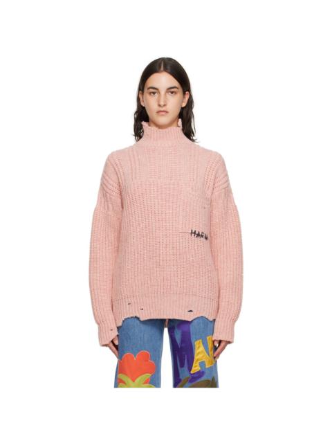 Pink Raw Edge Turtleneck