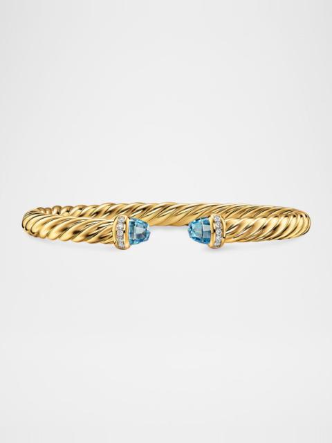 DAVID YURMAN Cablespira Flex Bracelet with Gemstones and Diamonds in 18K Gold, 6mm