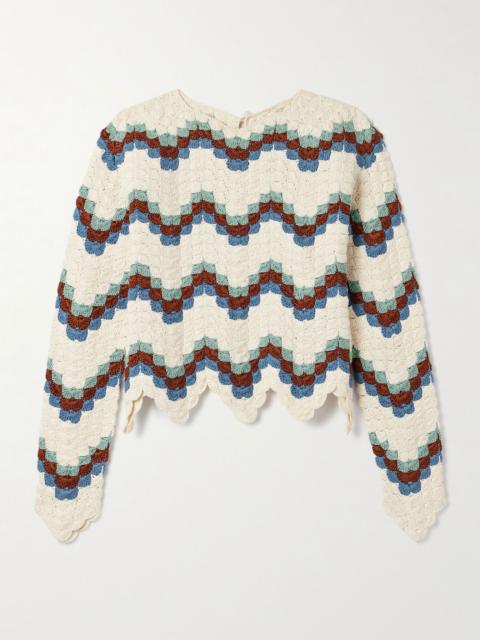 ESCVDO Safi cropped scalloped crocheted organic cotton top Cream
