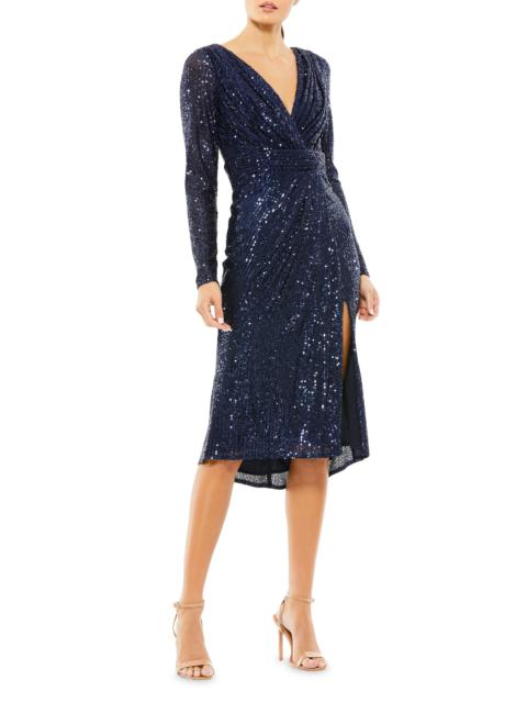 MAC DUGGAL Women's Sequined Knee-Length Dress - Midnight