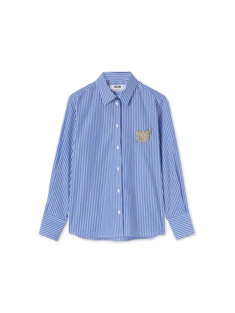 Poplin cotton shirt with patch