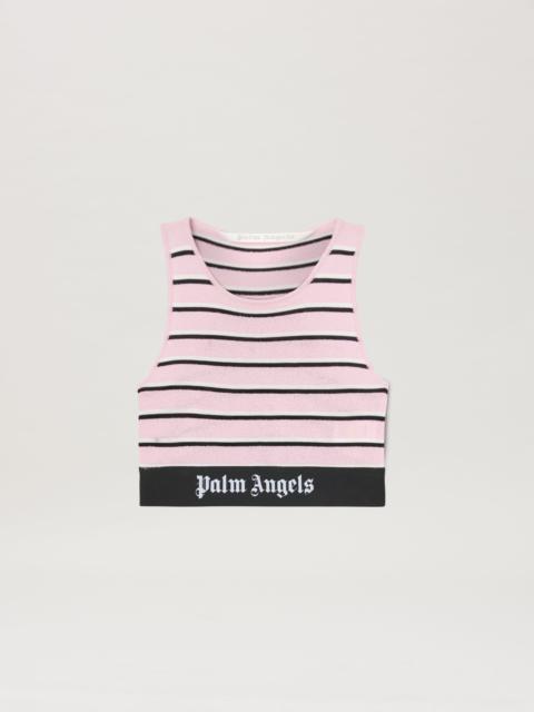 Palm Angels Striped Knit Logo Top