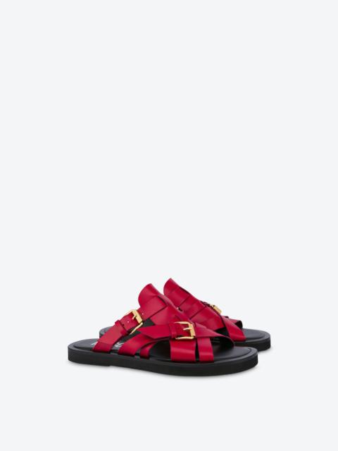 Moschino DOUBLE BUCKLE CALFSKIN SANDALS