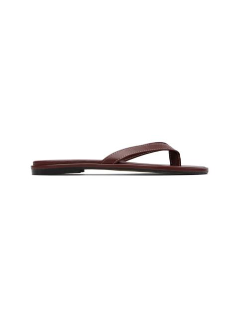 Aeyde Burgundy Melody Leather Thong Sandals