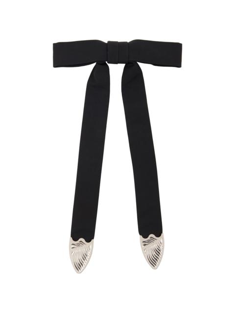 TOGA PULLA Black Ribbon Metal Bow Tie