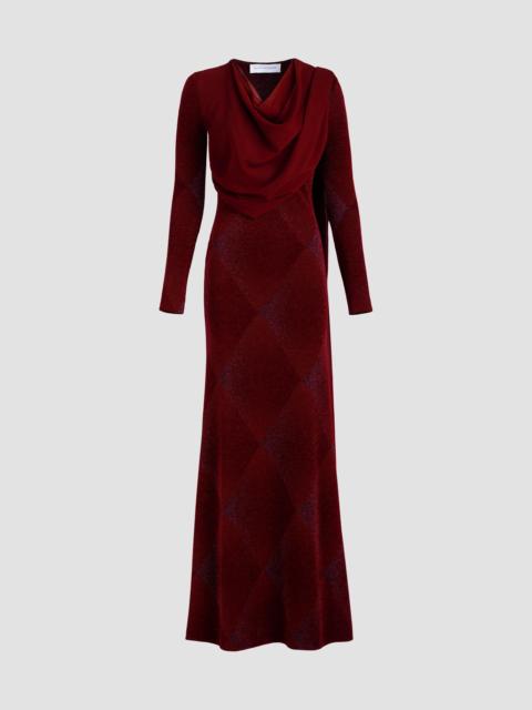 SILVIA TCHERASSI Women's Moon Draped Chiffon Gown - Burgundy