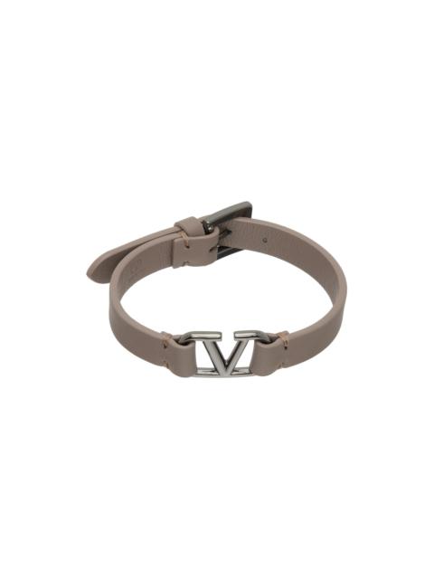 Valentino Taupe VLogo Signature Calfskin Bracelet