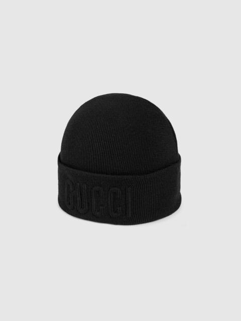 GUCCI Wool hat with Gucci embroidery