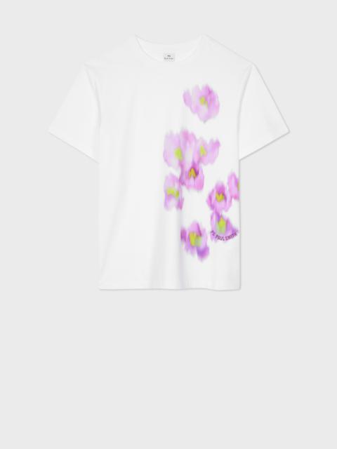 Paul Smith Women's White 'Smudged Flowers' T-Shirt