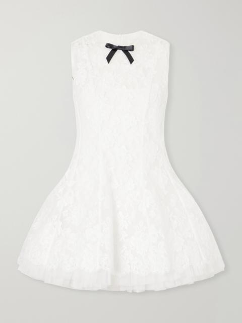 SHUSHU/TONG Bow-detailed Cotton-blend Guipure-lace Mini Dress