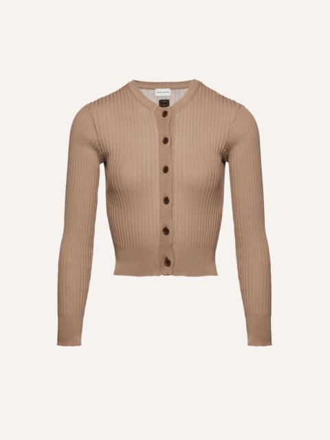 MAGDA BUTRYM Rib stitch cardigan sweater in brown