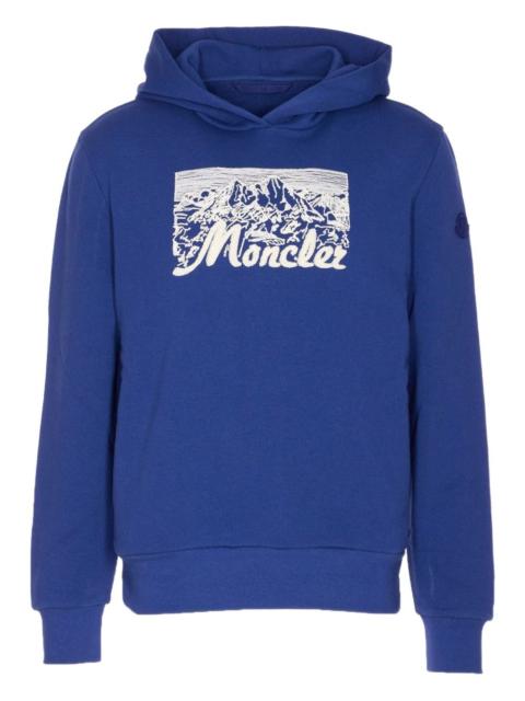 Moncler embroidered mountain cotton hoodie