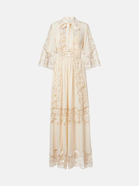 ELIE SAAB Georgette and macramé gown