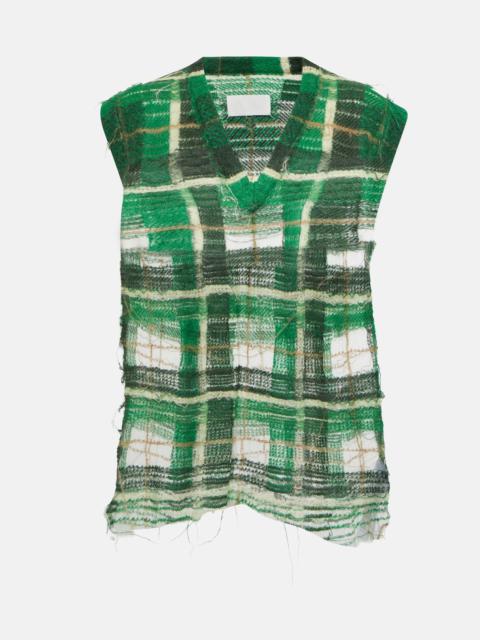 Maison Margiela Distressed checked mohair-blend sweater vest