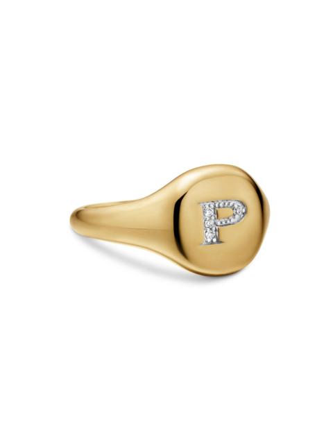 DAVID YURMAN Women's DY Initial Pinky Ring in 18K Yellow Gold - P Letter