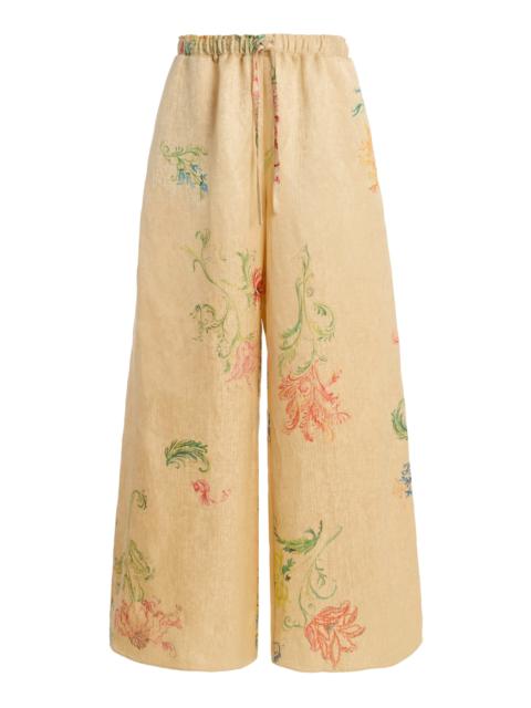 ROSIE ASSOULIN Floral Jacquard Wide-Leg Pants multi