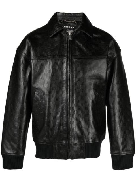 monogram-jacquard leather jacket