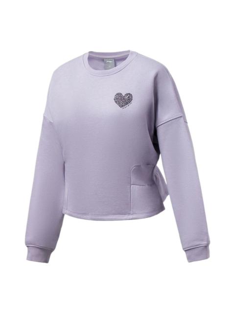 (WMNS) Li-Ning Lifestyle Heart Printed Sweatshirt 'Lilac' AWDRG28-3