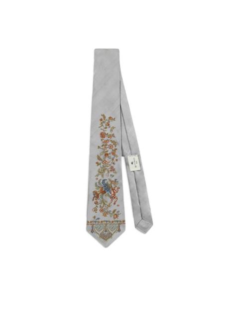 Etro jacquard flora fauna motif tie