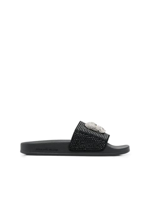 PHILIPP PLEIN Skull strass pool slides