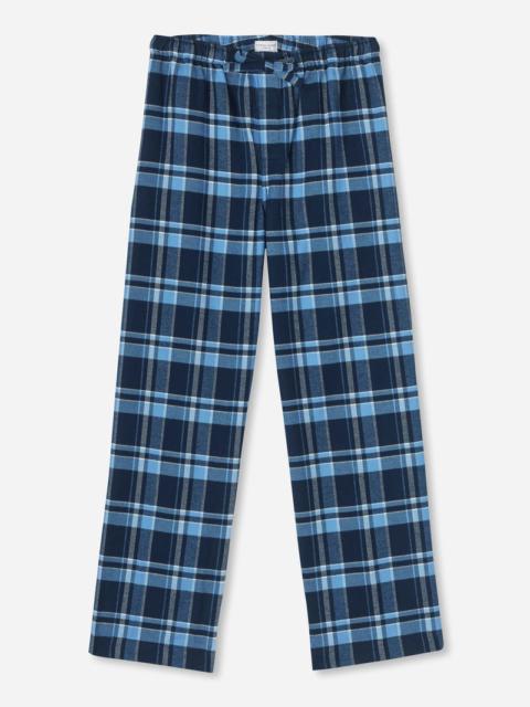 Derek Rose Men's Lounge Trousers Kelburn 22 Brushed Cotton Navy
