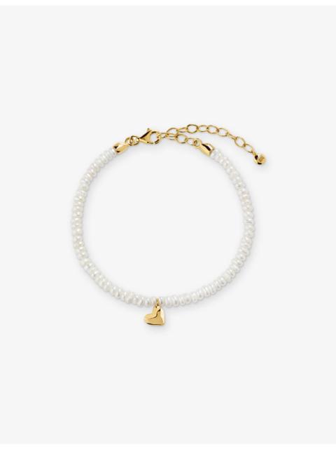 MONICA VINADER Heart Mini 18ct Yellow Gold-Plated Vermeil Sterling-Silver Pearl Bracelet