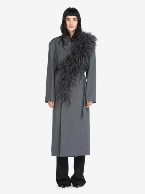 N°21 FEATHER-TRIM DOUBLE-BREASTED COAT
