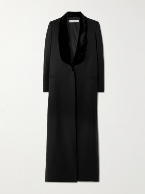 ABADIA Joud Crushed Velvet-trimmed Wool-blend Twill Coat