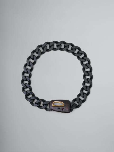 Marni TRAPEZE NECKLACE IN METAL RESIN AND BLACK ENAMEL