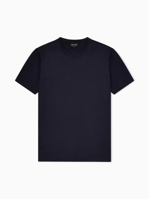 GIORGIO ARMANI Plain-knit jersey T-shirt in a silk-and-cotton blend