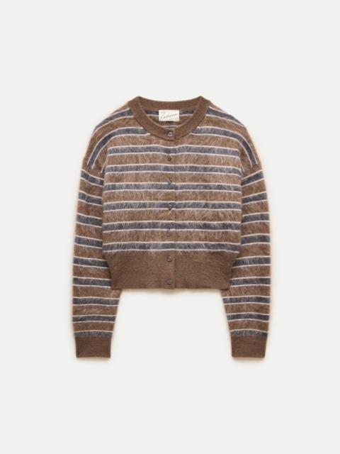 J.CREW Brushed cashmere waisted cardigan in stripe