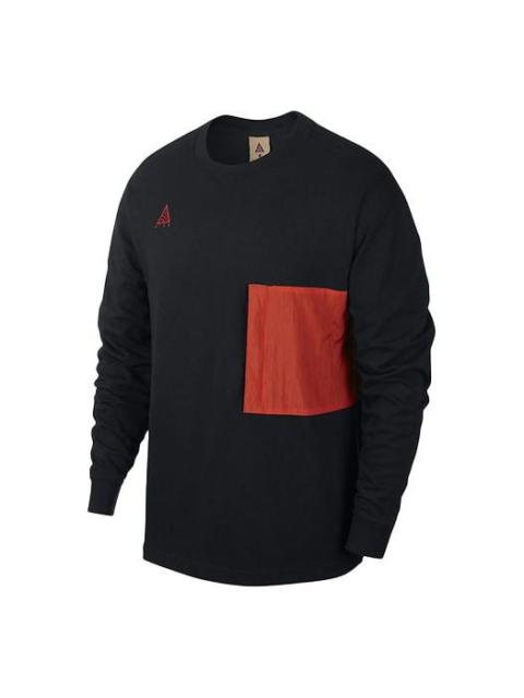 Nike Men's Nike ACG Casual Sports Pullover Long Sleeves Black T-Shirt 'Black Habanero Red' BQ7289-010