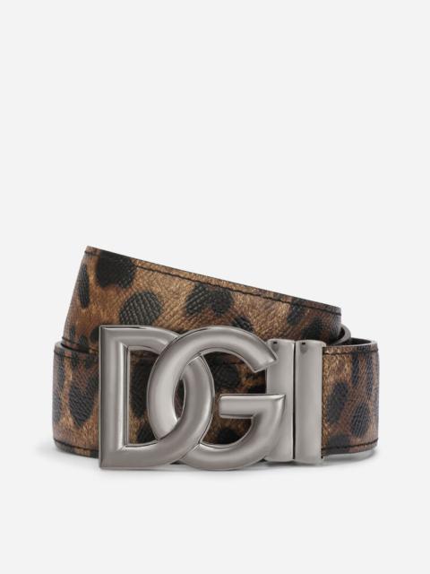 Dolce & Gabbana Reversible leopard-print calfskin belt