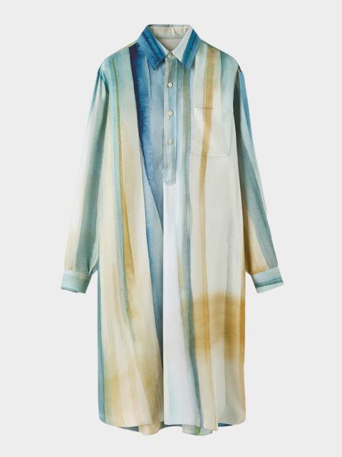 Loro Piana Kailee Abstract-Print Silk Twill Shirtdress