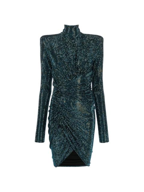 crystal-embellished shoulder-pads dress