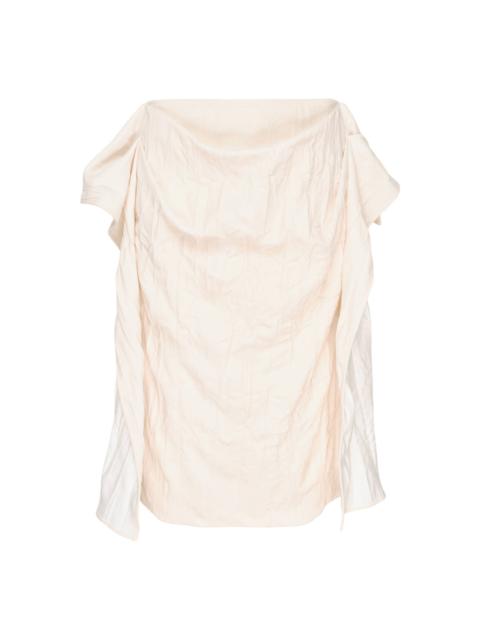 pushBUTTON Ivory Wrinkled Wing Detail Skirt