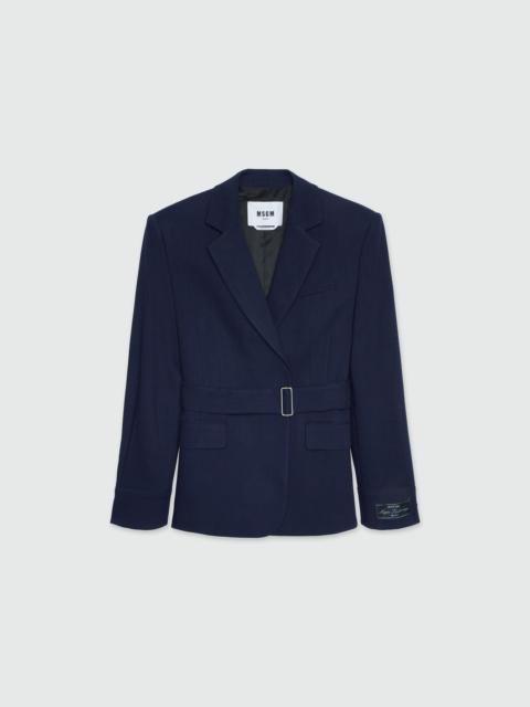 MSGM MSGM Tailoring navy blue flamed canvas jacket