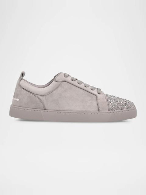 Christian Louboutin Men's Louis Jr Perla Suede Crystal Cap-Toe Sneakers