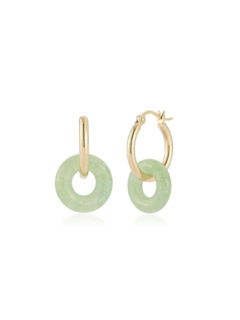MATEO 14K Yellow Gold Jade Donut Hoop Earrings lime green