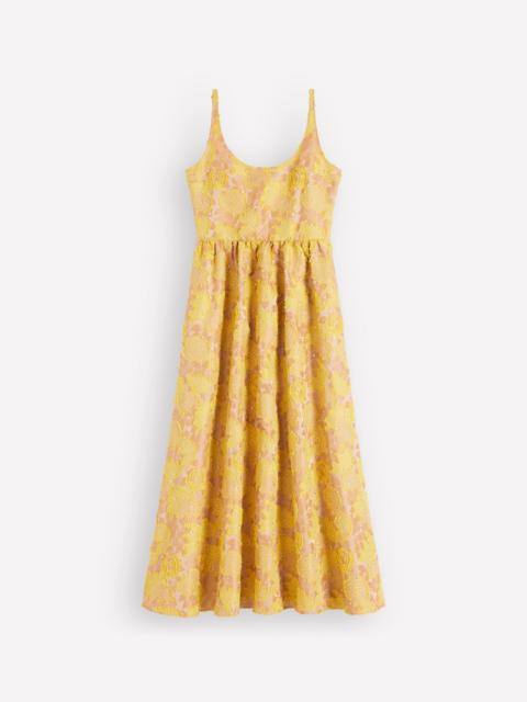 BODEN Scoop Neck Jacquard Dress-Yellow Jacquard