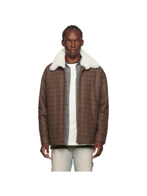We11done Brown Check Insulated Faux-Shearling Jacket