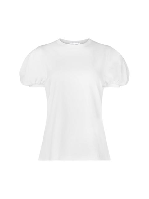 puff-sleeve cotton T-shirt