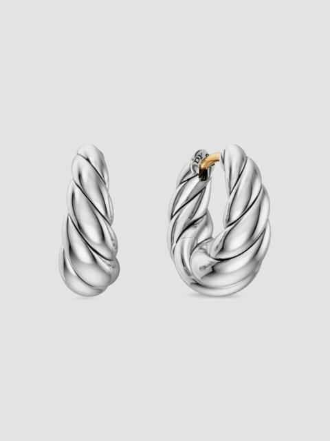 DAVID YURMAN Women's Sculpted Cable Tapered Hoop Earrings in Sterling Silver, 15.7MM - Silver